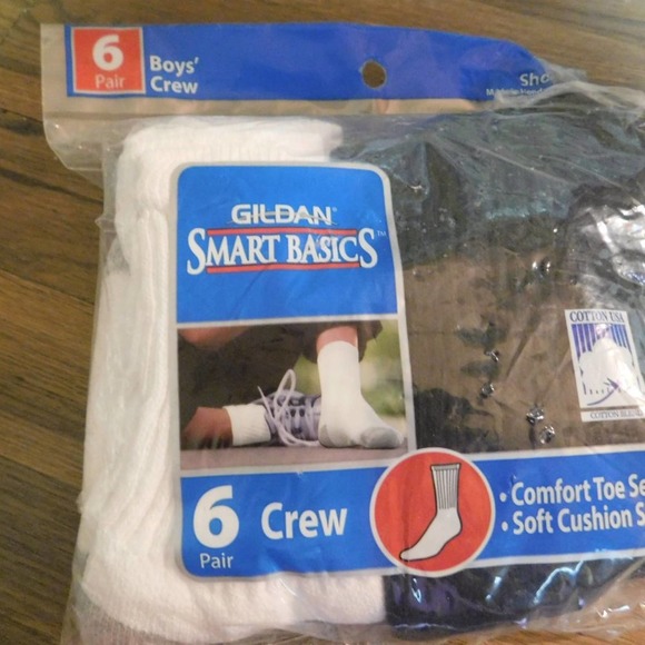 Gildan Smart Basics Boys 6 pr. Crew Socks 10-2.5 - Picture 2 of 4